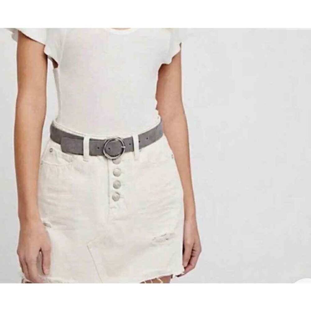 Free People Mini Destroyed Denim Skirt Size 25 White Jeans Button Up NWT B70